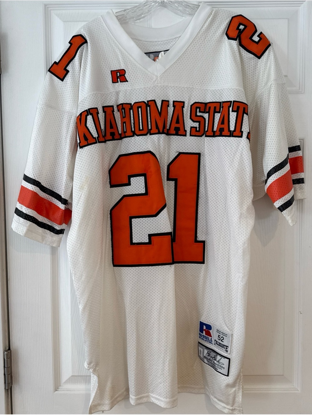 Vintage Russell Athletic White Oklahoma State #21 Barry Sanders Jersey size 52